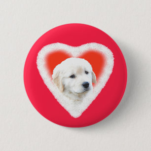 Badge Rond 5 Cm Cadeaux de Valentine de chiot de golden retriever