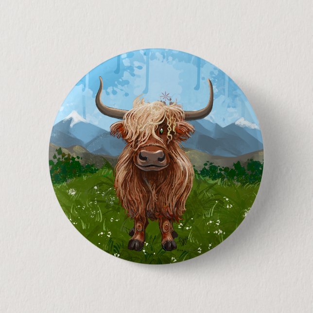 Badge Rond 5 Cm Cadeaux et accessoires de vache Highland (Devant)
