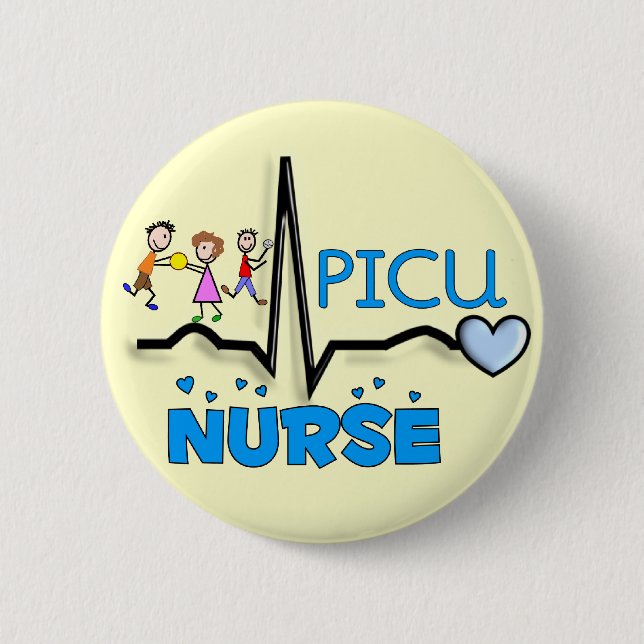 Badge Rond 5 Cm Cadeaux-QRS segment d'infirmière de PICU et (Devant)