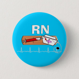 Badge Rond 5 Cm Cadeaux "RN " d'infirmier autorisé