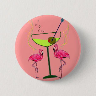 Badge Rond 5 Cm Cadeaux tropicaux d'art de Flamant rose