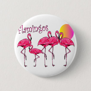 Badge Rond 5 Cm Cadeaux tropicaux d'art de Flamant rose