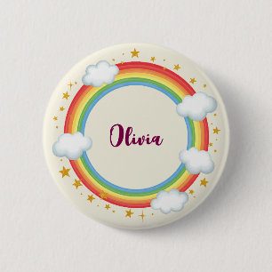 Badge Rond 5 Cm Cadre de nom arc-en-ciel du Cercle des filles