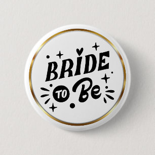 Badge Rond 5 Cm Cadre doré mariée élégante écriture