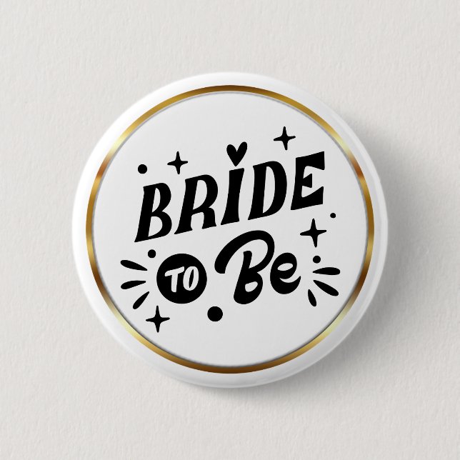 Badge Rond 5 Cm Cadre Or Mariée Élégante Écriture (Devant)