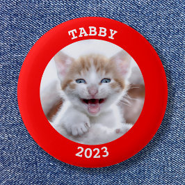 Badge Rond 5 Cm Cadre photo circulaire personnalisé rouge