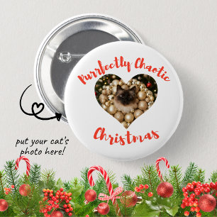 Badge Rond 5 Cm Cadre photo personnalisé pour chat en forme de cœu