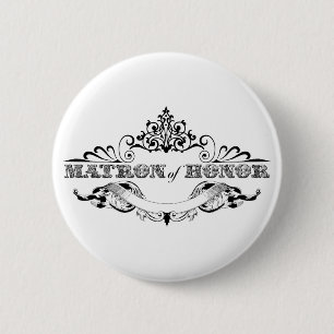 Badge Rond 5 Cm Cadre Vintage Matrone d'Honneur Fête de Mariage