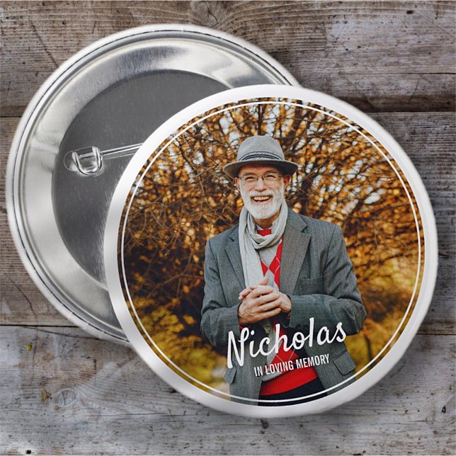 Badge Rond 5 Cm Cadres modernes Simple Photo Funeral Memorial (Créateur téléchargé)