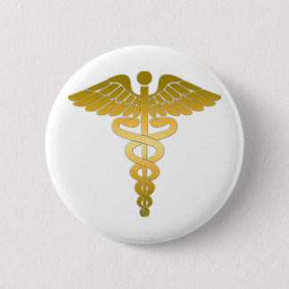 Badge Rond 5 Cm Caducée d'or