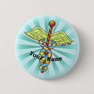 Badge Rond 5 Cm Caduceus