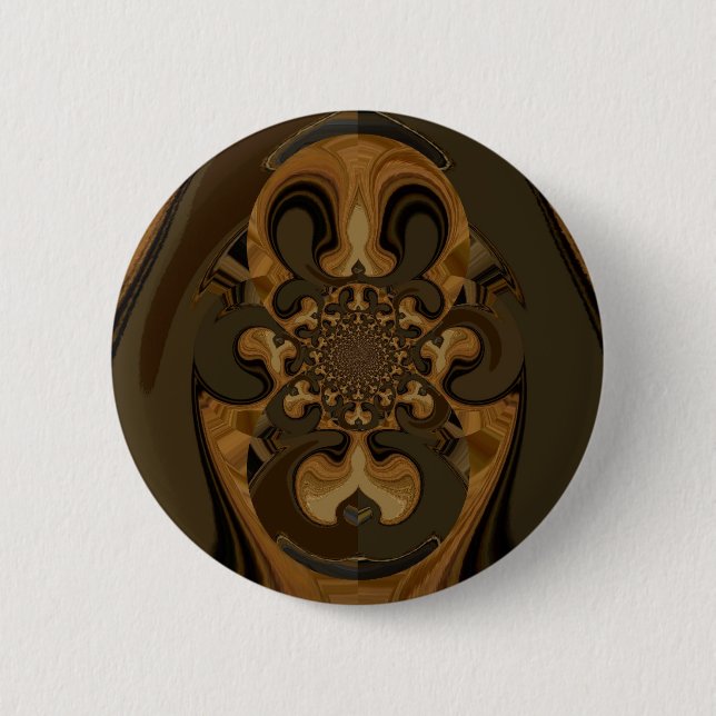 Badge Rond 5 Cm Café Brown Flux Kaleidoscope Art Imprimer (Devant)
