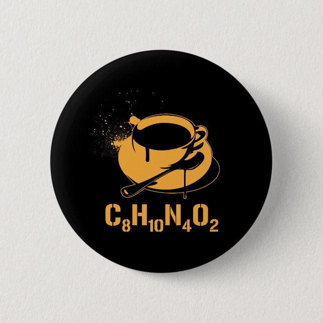 Badge Rond 5 Cm Café C8H10N4O2 (Devant)