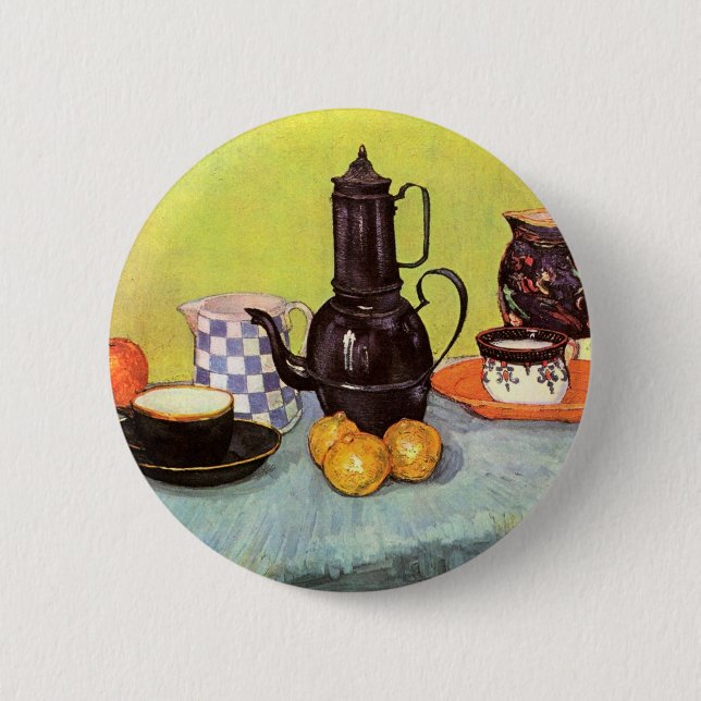 Badge Rond 5 Cm Café en émail bleu par Vincent van Gogh (Devant)