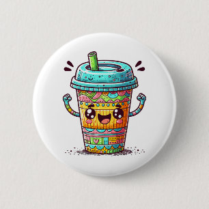 Badge Rond 5 Cm Café Kawai