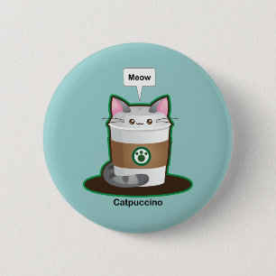 Badge Rond 5 Cm Café mignon de chat