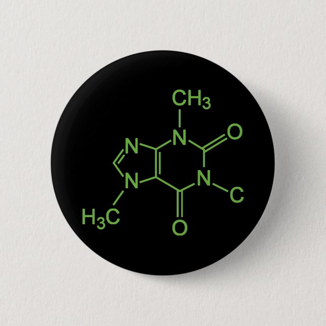 Badge Rond 5 Cm Caféine Caféine Molécule Diagramme chimique (Devant)