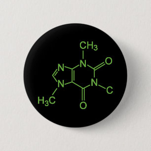 Badge Rond 5 Cm Caféine Caféine Molécule Diagramme chimique