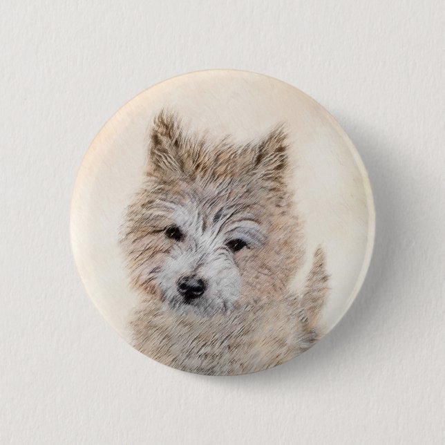 Badge Rond 5 Cm Cairn Terrier Peinture Chiot - Art Chien original (Devant)
