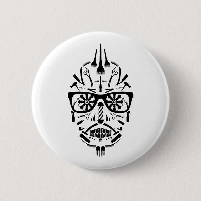 Badge Rond 5 Cm calavera de raseur-coiffeur (Devant)