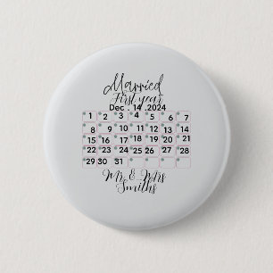 Badge Rond 5 Cm Calendrier de mariage personnalisé Date