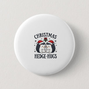 Badge Rond 5 Cm Câlins de Noël au Hérisson Mignon Design de Vacanc