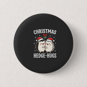 Badge Rond 5 Cm Câlins de Noël au Hérisson Mignon Vacances