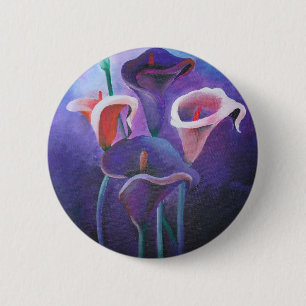 Badge Rond 5 Cm Callas Violet Lilac Et Violet Art