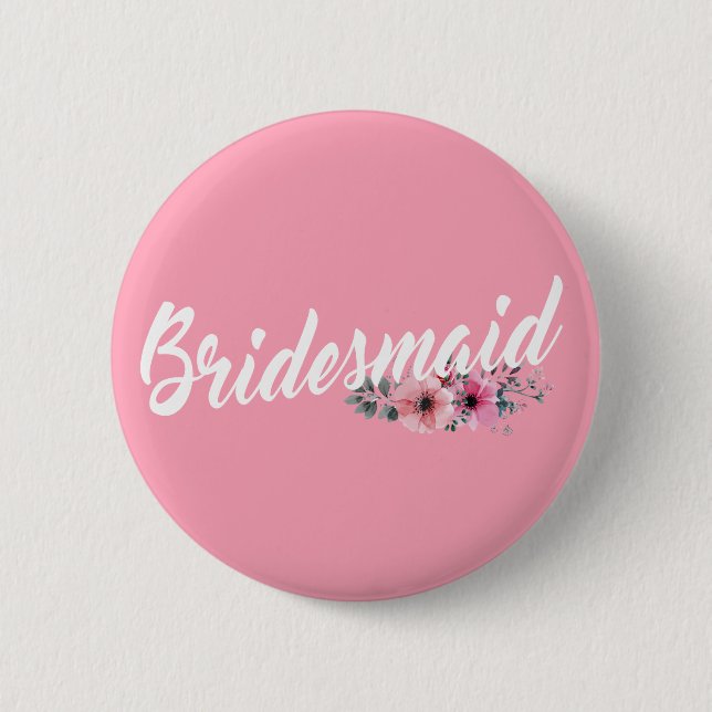 Badge Rond 5 Cm Calligraphie de mariage pour demoiselle d'honneur  (Devant)