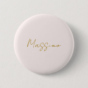 Badge Rond 5 Cm Calligraphie élégante de couleur or et pastel Nom