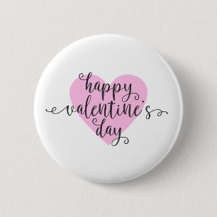 Badge Rond 5 Cm Calligraphie Heureuse Sainte-Valentin Bouton d'é