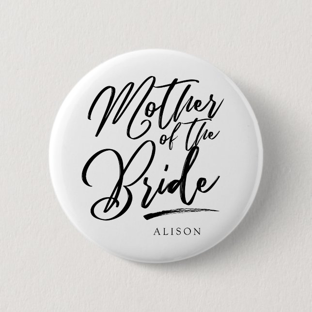 Badge Rond 5 Cm Calligraphie Mère de la mariée élégante (Devant)