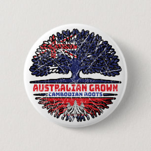 Badge Rond 5 Cm Cambodge Australie Australie Cambodge racine d'arb