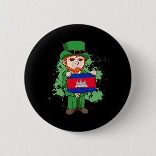 Badge Rond 5 Cm Cambodge Fier Drapeau cambodgien Saint-Patricks Da