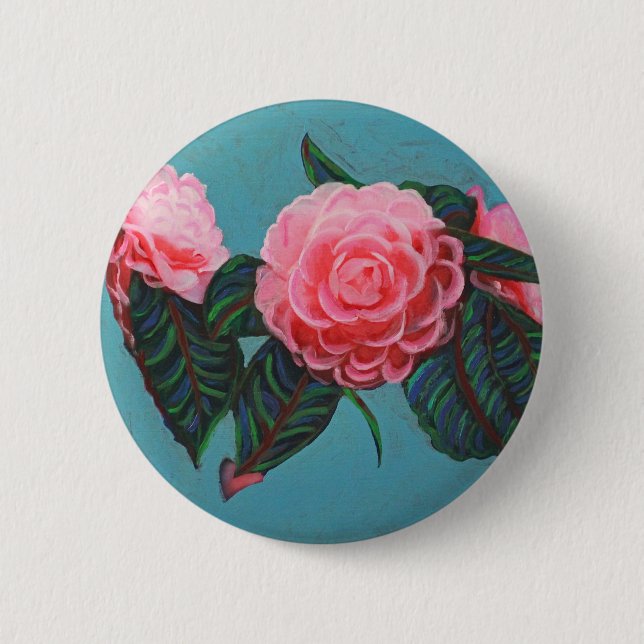 Badge Rond 5 Cm Camellia Japonica Sky (Devant)