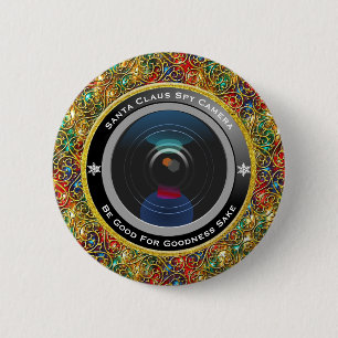 Badge Rond 5 Cm Caméra d'espionnage du Père Noël
