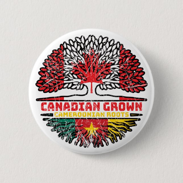 Badge Rond 5 Cm Cameroun Camerounais Canadian Canada Tree Roots (Devant)