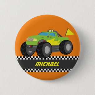 Badge Rond 5 Cm Camion de monstre vert de emballage frais pour des