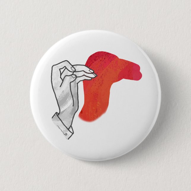 Badge Rond 5 Cm Camion Silhouette Main Rouge (Devant)