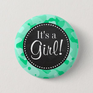 Badge Rond 5 Cm Camo Aquamarine; Camouflage; Chalboard Rétro