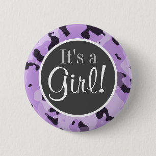 Badge Rond 5 Cm Camo Lavande Violet; Camouflage