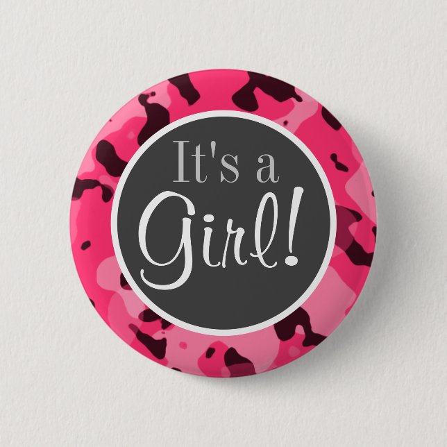 Badge Rond 5 Cm Camo Rose Chaud ; Camouflage (Devant)