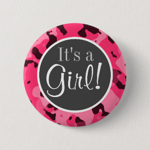 Badge Rond 5 Cm Camo Rose Chaud ; Camouflage