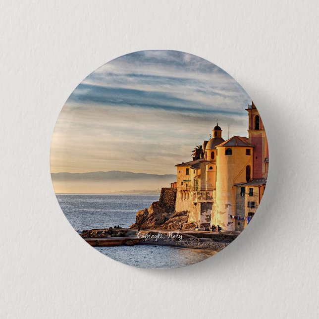 Badge Rond 5 Cm Camogli, Italie photo pittoresque (Devant)