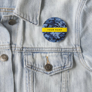 Badge Rond 5 Cm Camouflage Bleu Marine Personnalisez votre nom