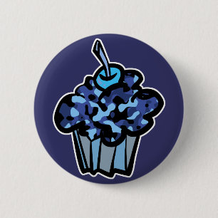 Badge Rond 5 Cm camouflage cupcake bleu ciel