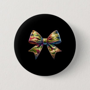 Badge Rond 5 Cm Camouflage Femmes Coquette Bow Camo Bow Chasse