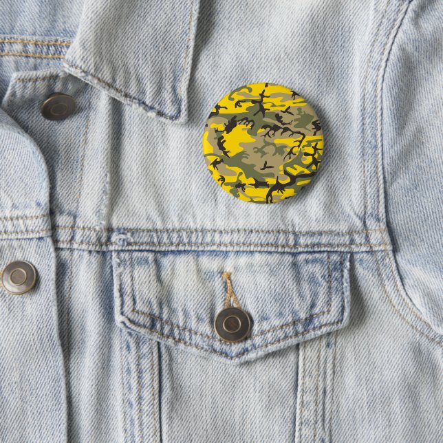 Badge Rond 5 Cm Camouflage jaune et vert, Militaire, Armée (En situation)