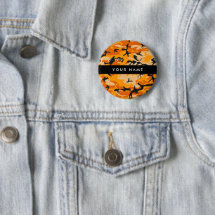 Badge Rond 5 Cm Camouflage Orange Personnaliser votre nom