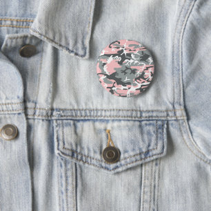 Badge Rond 5 Cm Camouflage rose et gris, Militaire, Armée